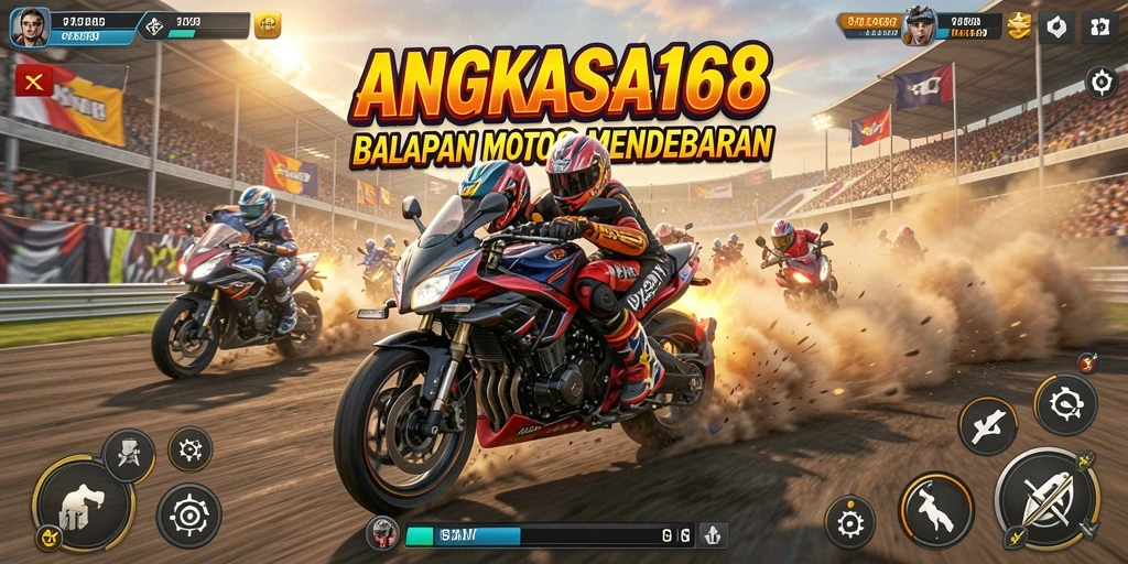 Gameplay seru dalam balapan motor yang mendebarkan.