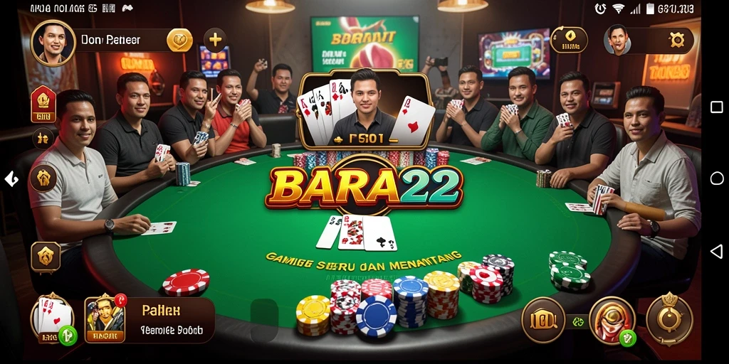 Screenshot gameplay BARA22 menampilkan aksi seru saat bermain poker.