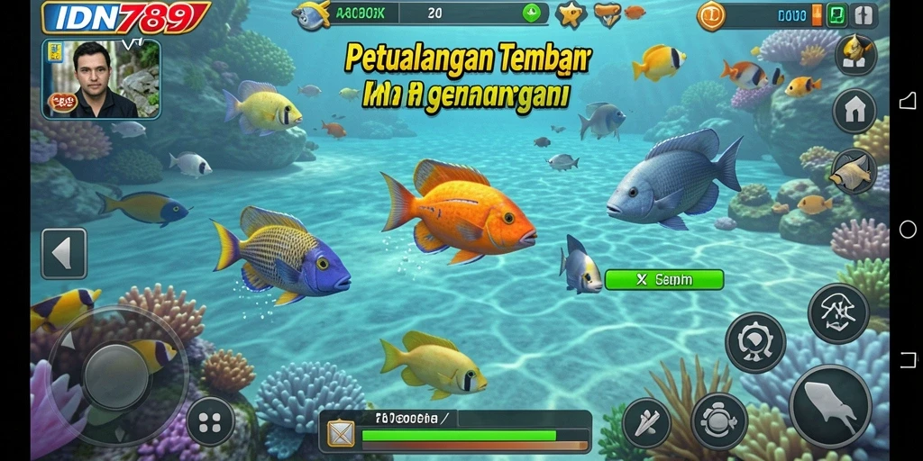 Tampilan screenshot IDN789 menampilkan aksi seru menembak ikan.