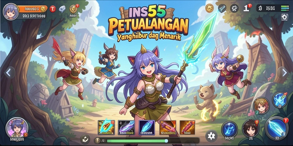 Screenshot menunjukkan aksi seru dalam game Anime INS55.