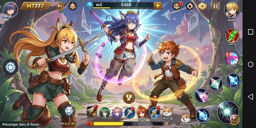 Tampilan gameplay MT777 dengan karakter Anime yang menarik.