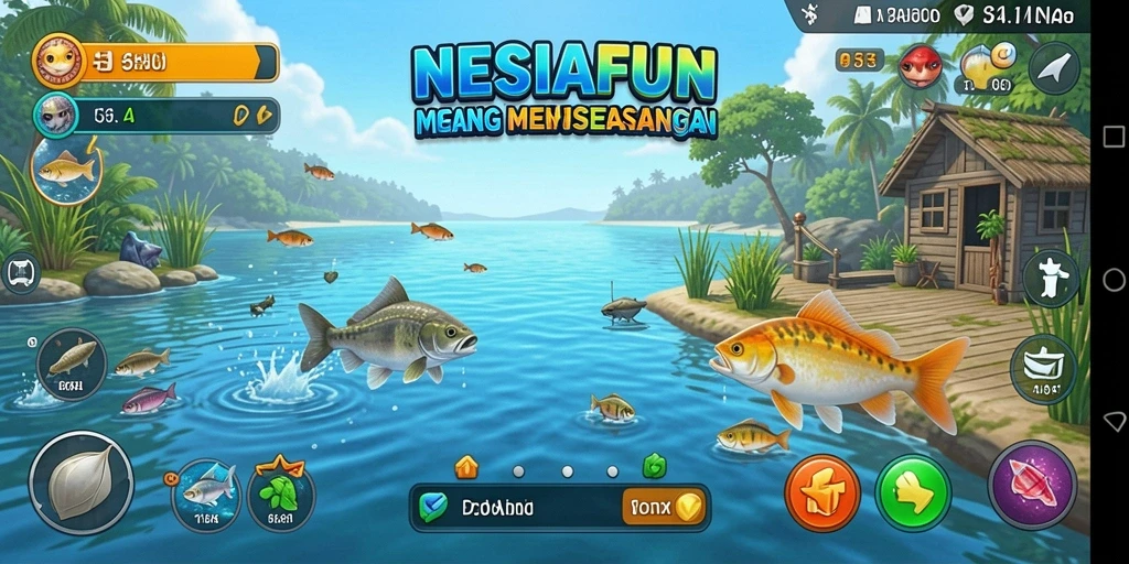 Tampilan gameplay <strong>NESIAFUN</strong> dengan pengalaman memancing yang realistis.