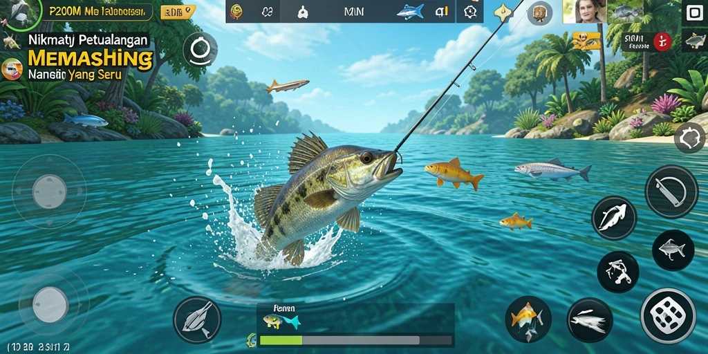 Gameplay P200M yang menarik saat menangkap ikan.