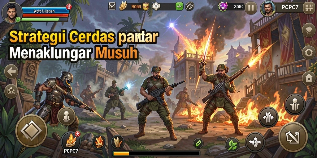 Tangkapan layar gameplay PCPC7 yang mendebarkan dengan strategi yang dalam.