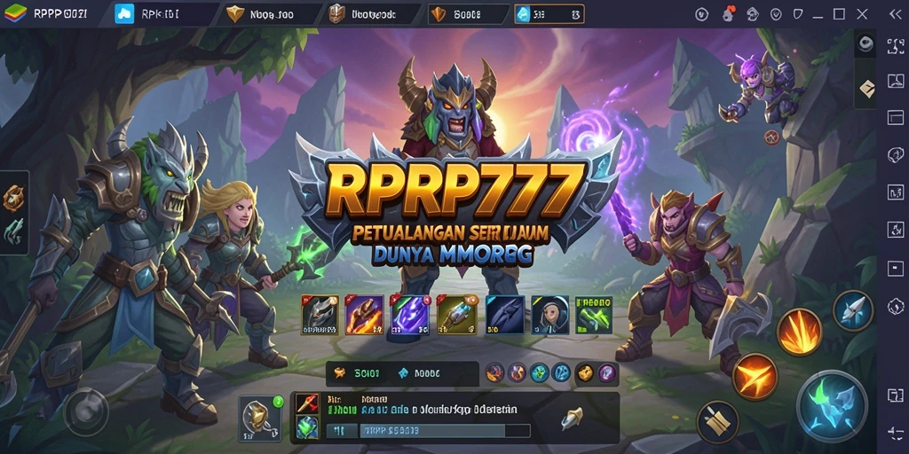 Screenshot gameplay RPRP777 yang menampilkan pertarungan epik antara karakter dan monster.
