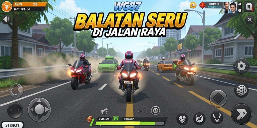 Tampilan gameplay WG87 yang menegangkan di jalan balapan.